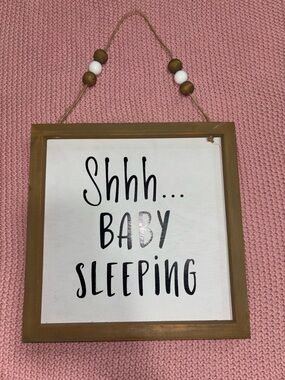 Baby Sleeping Beaded Wood Sign